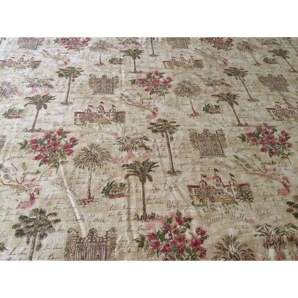 Retired Waverly Sunset Boulevard Fabric 1.8 + Yards CA Landmarks Tea Stained Tan - Picture 1 of 10